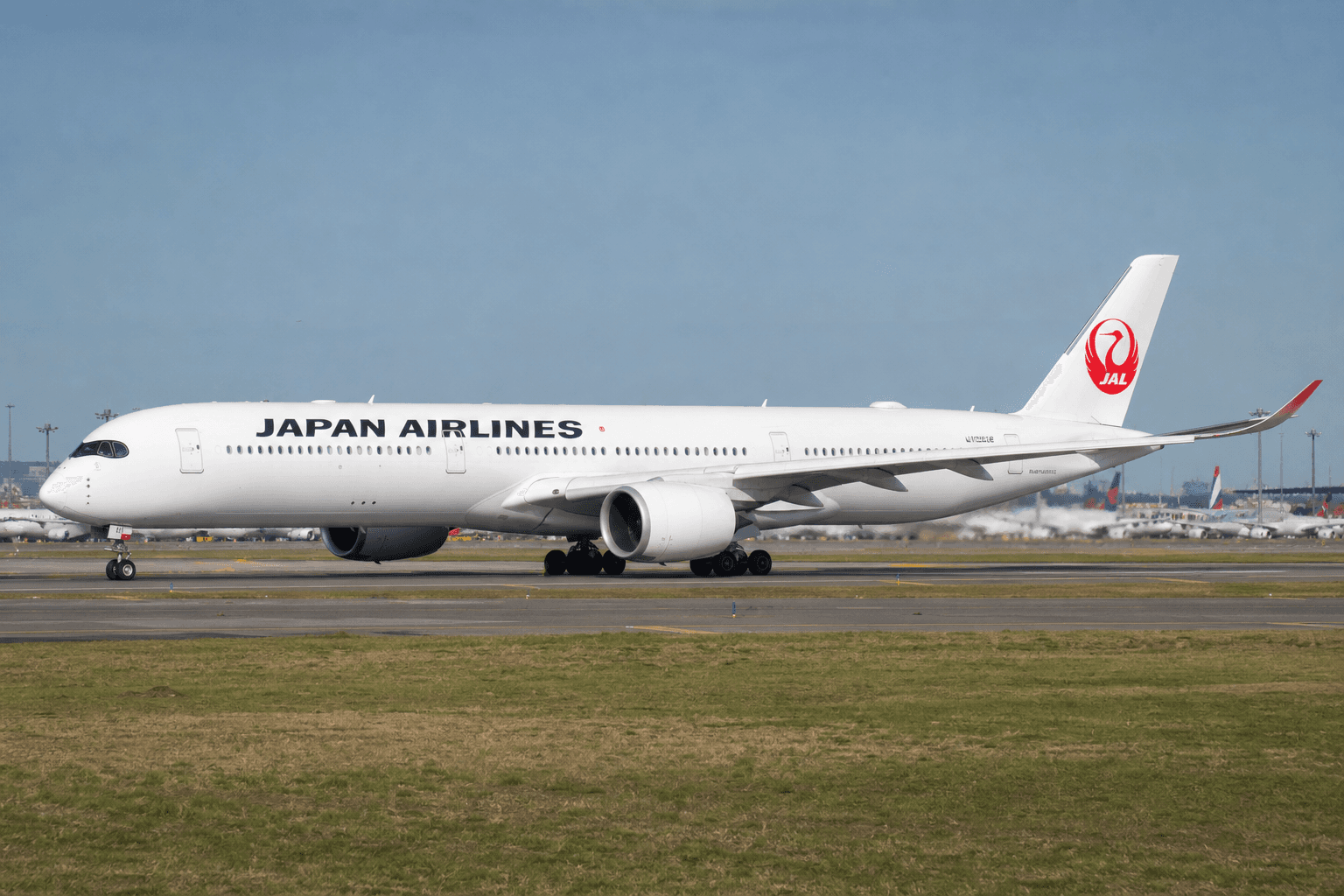 Airbus A350-1000 taxiing at JFK airport after maintenance