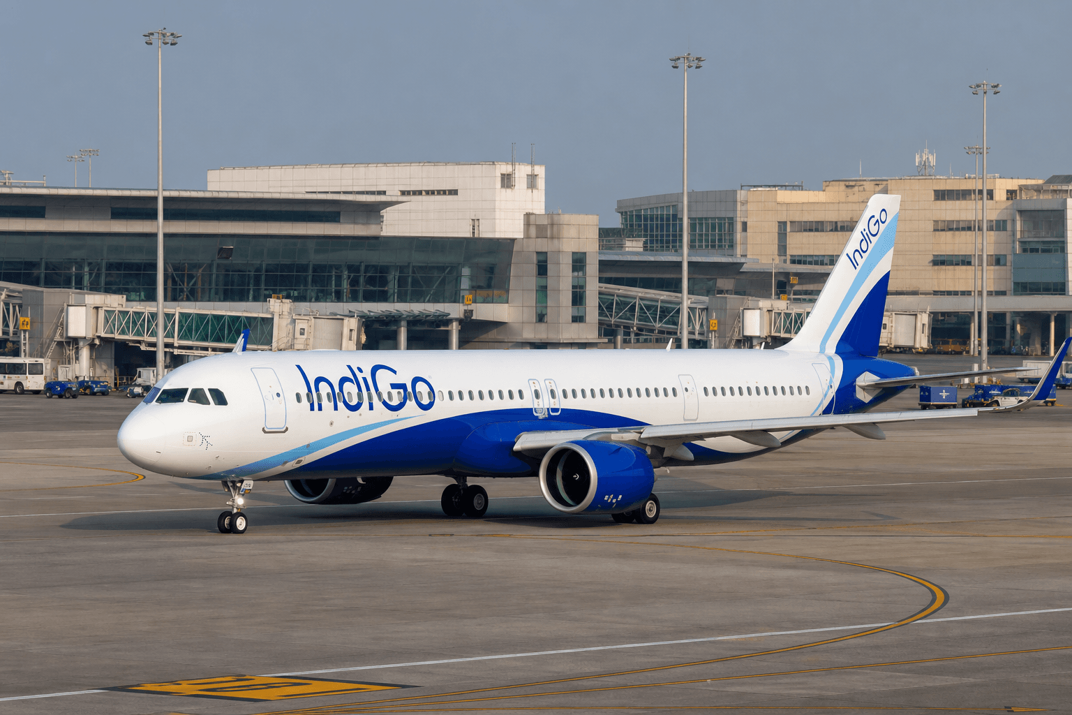 IndiGo Airbus A321XLR taxiing at Mumbai airport during the day