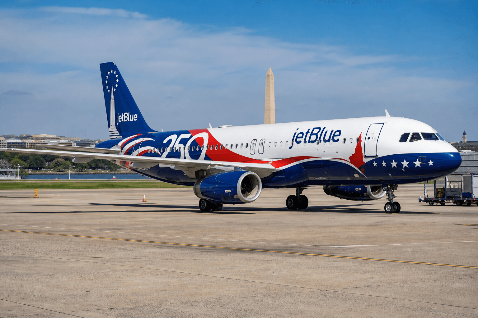 JetBlue Unveils Special 250th Anniversary Livery on Airbus A320 at DCA