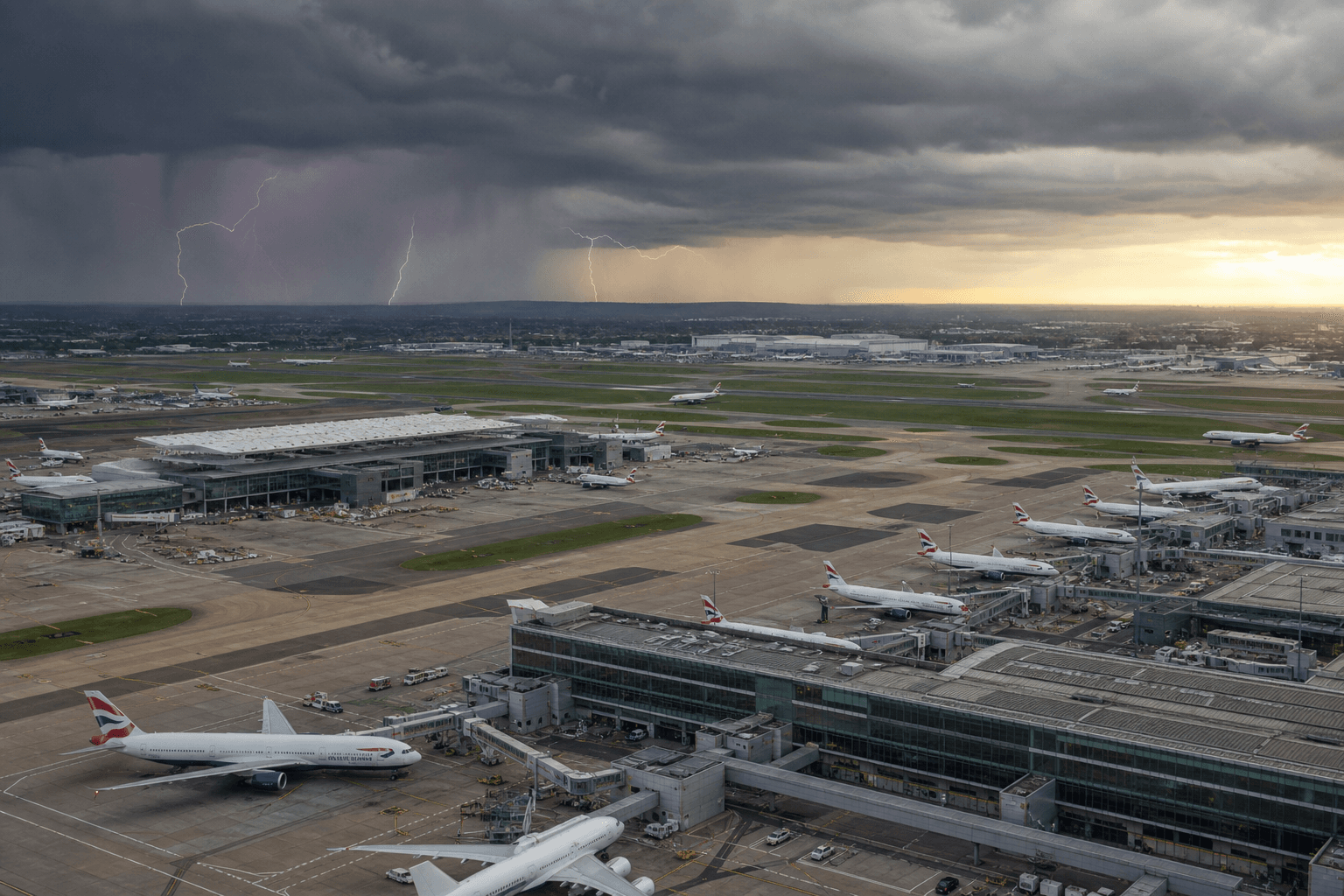 Severe Storms Disrupt Over 900 Flights at Heathrow and Gatwick
