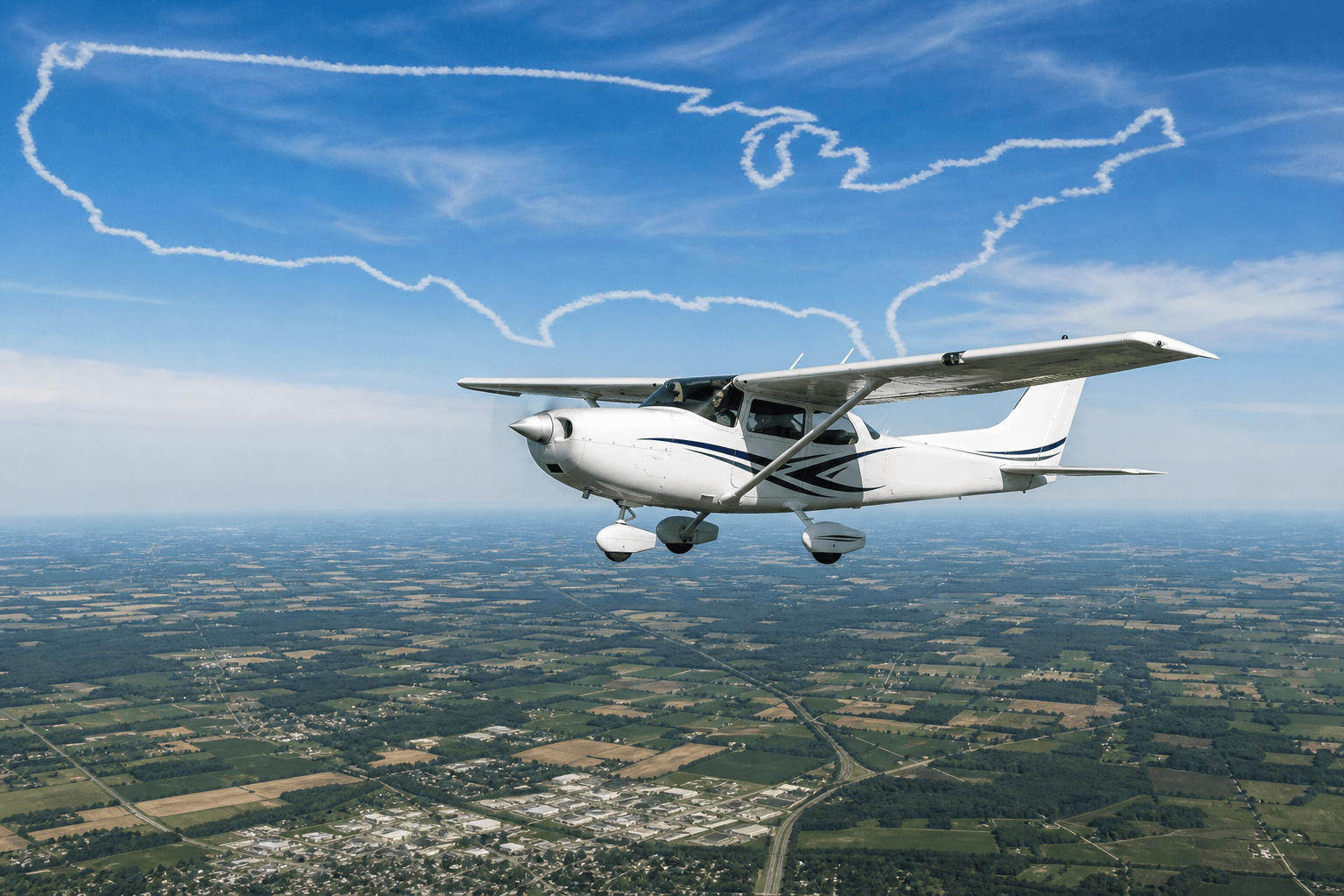Ohio Pilot Draws USA 250th Anniversary Map in Sky with Six-Hour Cessna Flight
