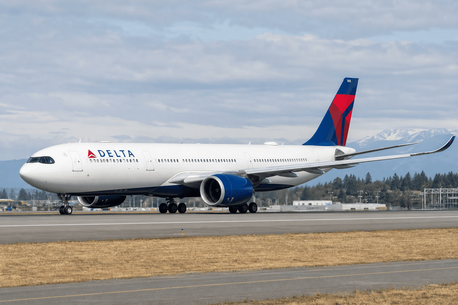 A Delta Air Lines Airbus A330-900neo taxiing at Seattle-Tacoma International Airport