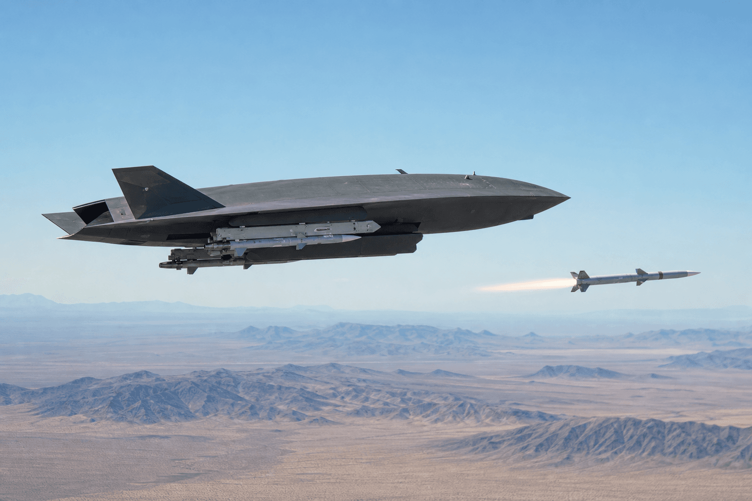 USAF Jet-Powered Combat Drone Launches Live AIM-120 Missile in Mojave Test
