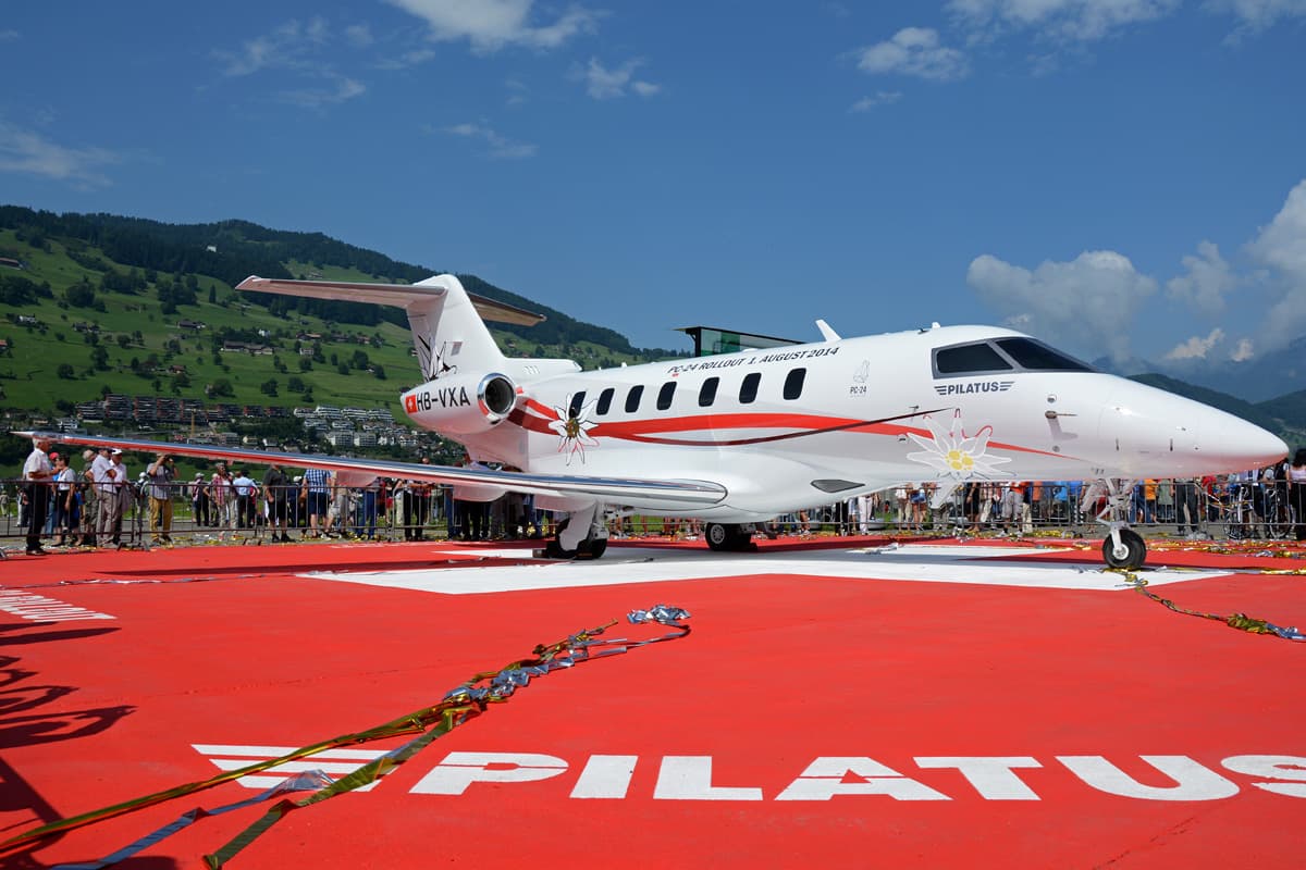 Pilatus composite manufacturing facility with employees at work inside a modern factory