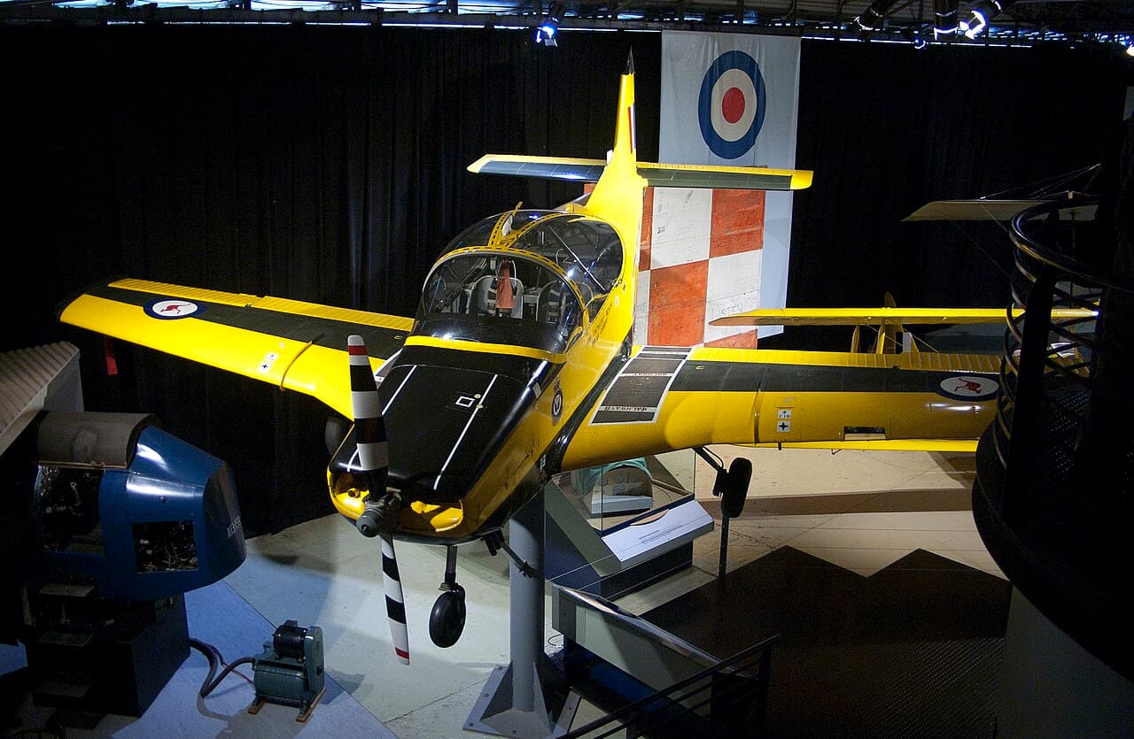 Australian CT4A trainer aircraft flying over RAAF Base Point Cook during final display flight