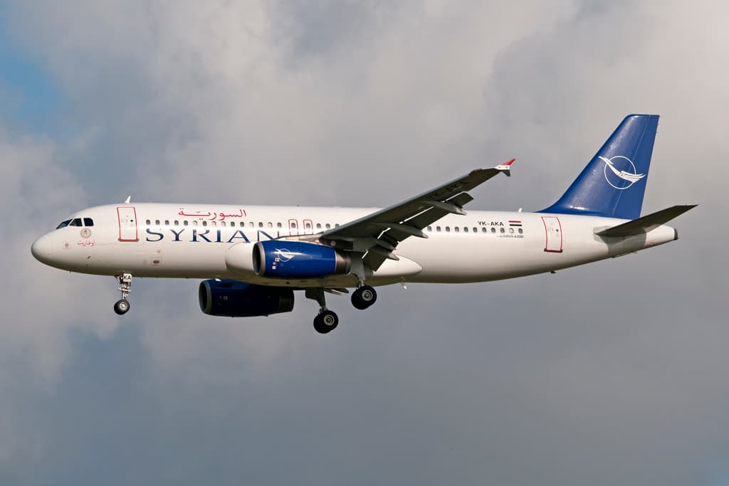 Syrian Airlines aircraft taxiing at Moscow Sheremetyevo Airport during early morning